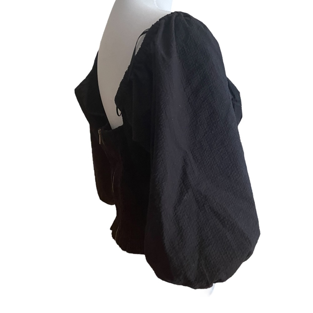 1. State Black Puff Gingham Check Pattern Sleeve … - image 3